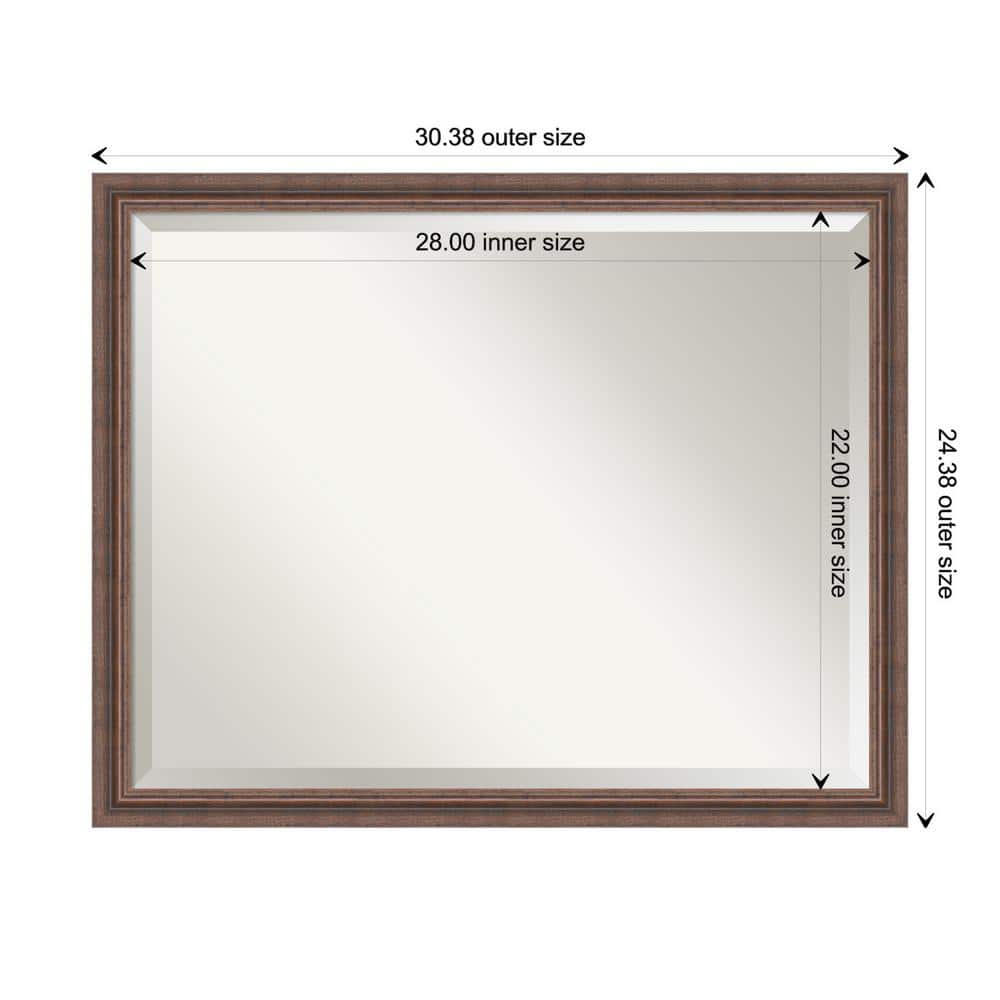 Distressed Rustic Brown Wood Rectangular Bathroom Vanity Mirror