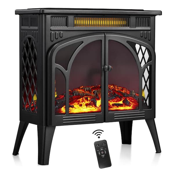 Edendirect 23.46 in. Freestanding Electric Fireplace Heater, Adjustable Brightness and Heating Mode, Overheating Safe Design, Gray
