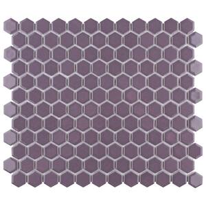 Metro 1 in. Hex Glossy Purple 10-1/4 in. x 11-7/8 in. Porcelain Mosaic Tile (8.6 sq. ft./Case)