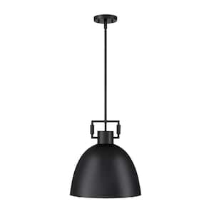 Leigh 48 in. Pendant Lighting Hanging Ceiling Light with Oversized Metal Shade and Adjustable Cord, Matte Black