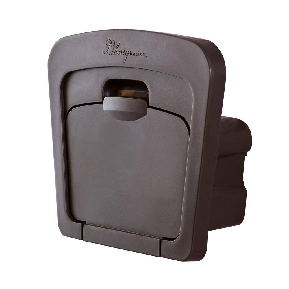 Brown Molded Plastic Wall Mounted Hose Holder with Storage Compartment