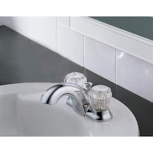 Classic 4 in. Centerset 2-Handle Bathroom Faucet with Metal Drain Assembly in Chrome