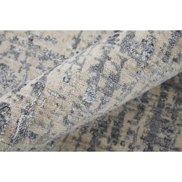 10 ft. x 14 ft. Gray, Ivory, Blue Abstract Area Rug