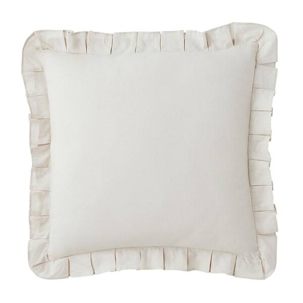 The Company Store Linen Cotton Solid Snow Ruffled 18 in. x 18 in. Throw Pillow Cover