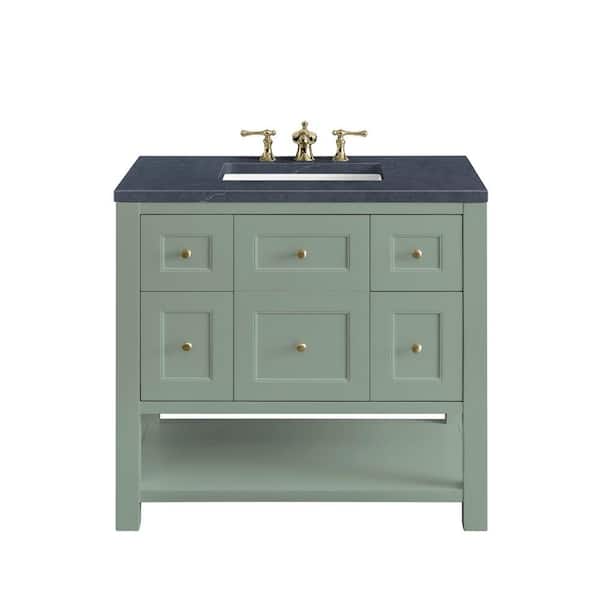 Breckenridge 36.0 in. W x 23.5 in. D x 34.2 in. H Bathroom Vanity in Smokey Celadon with Charcoal Soapstone Quartz Top