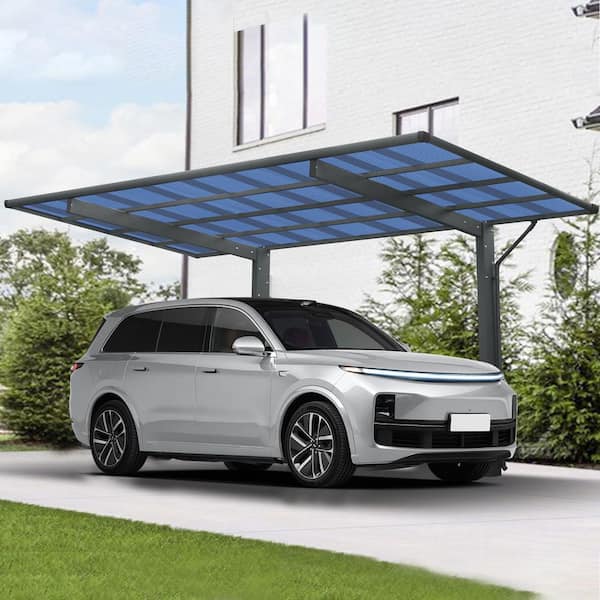 17.44 ft. x 9 ft. x 11 ft. Outdoor Single Aluminum Carport with Polycarbonate Roof in Charcoal