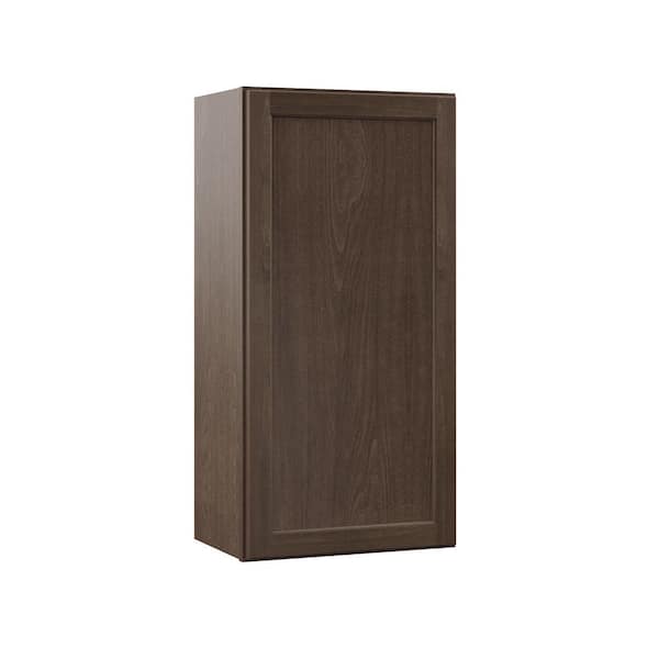 Hampton Bay Shaker 15 in. W x 12 in. D x 36 in. H Assembled Wall Kitchen Cabinet in Brindle