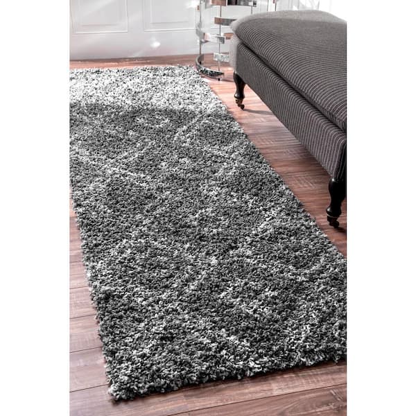 Iola Plush Shag Gray 3 ft. x 8 ft. Runner Rug