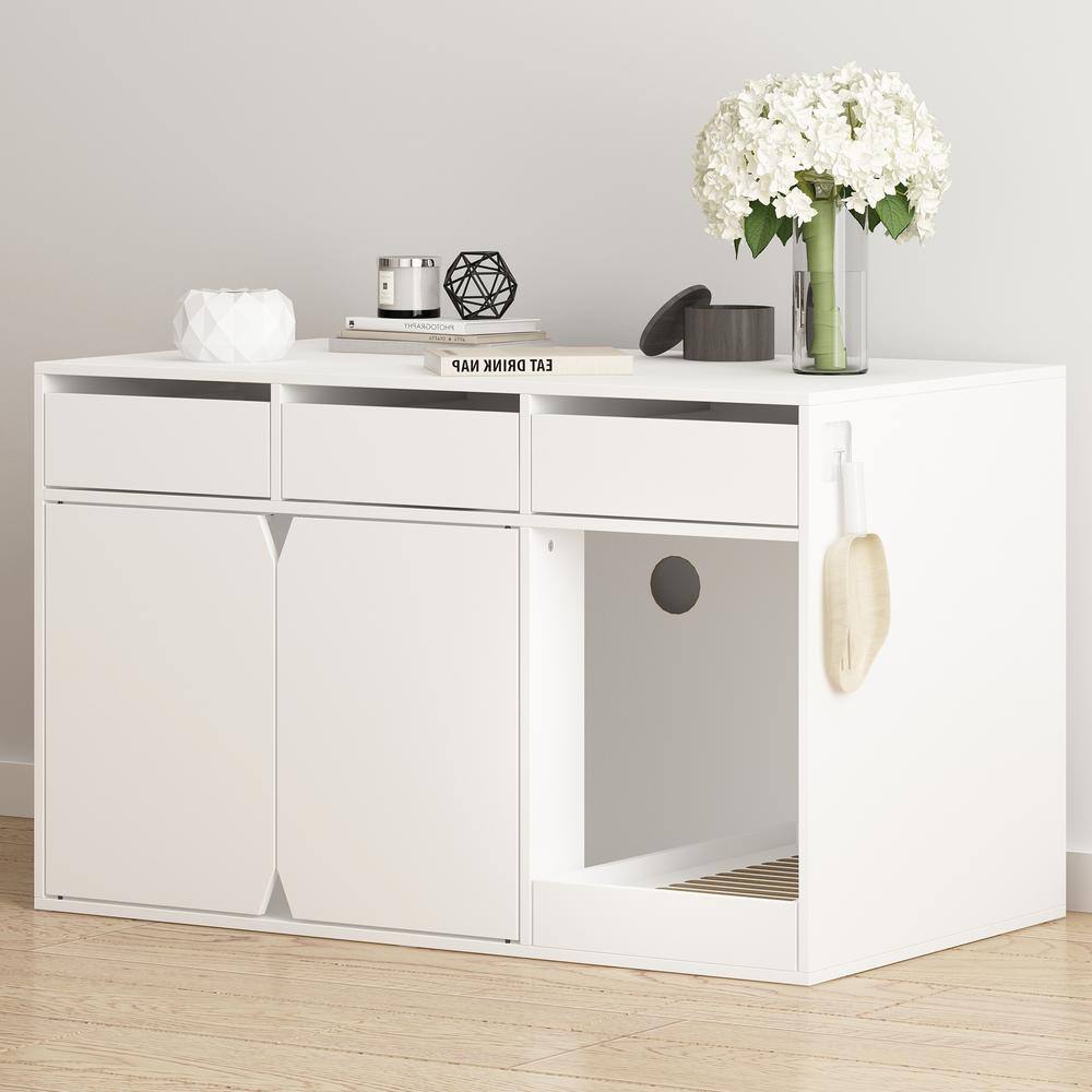 WIAWG Cat Litter Box Enclosure Furniture Hidden Cat House with 3