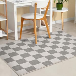 Beige 3 ft. 3 in. x 5 ft. Flat-Weave Apollo Square Modern Geometric Boxes Area Rug