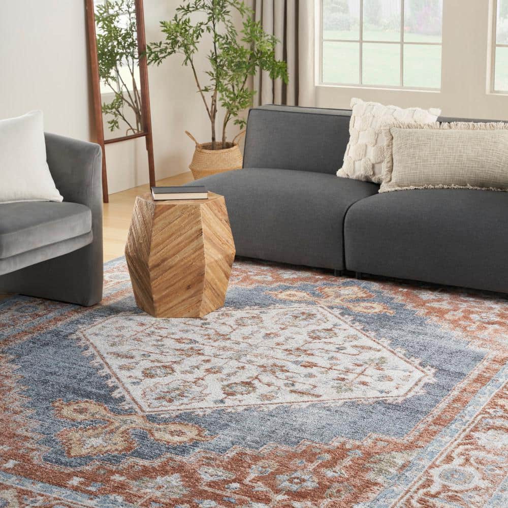 Vintage Persian Denim Multi 5' x 7' Flatweave Washable Area Rug