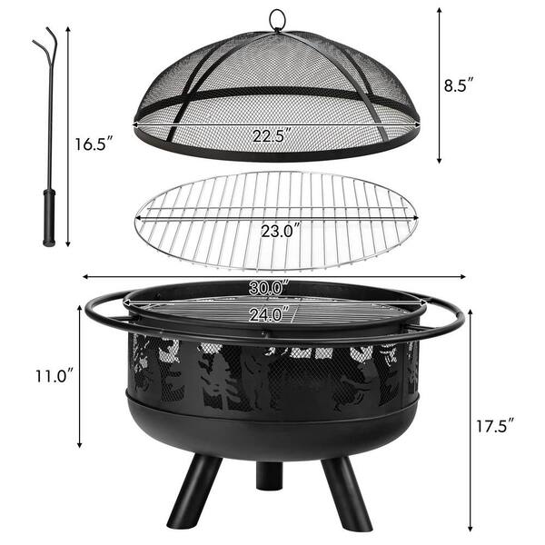 Alpulon Sphere 36 in. x 24 in. H Round Metal Wood and Coal