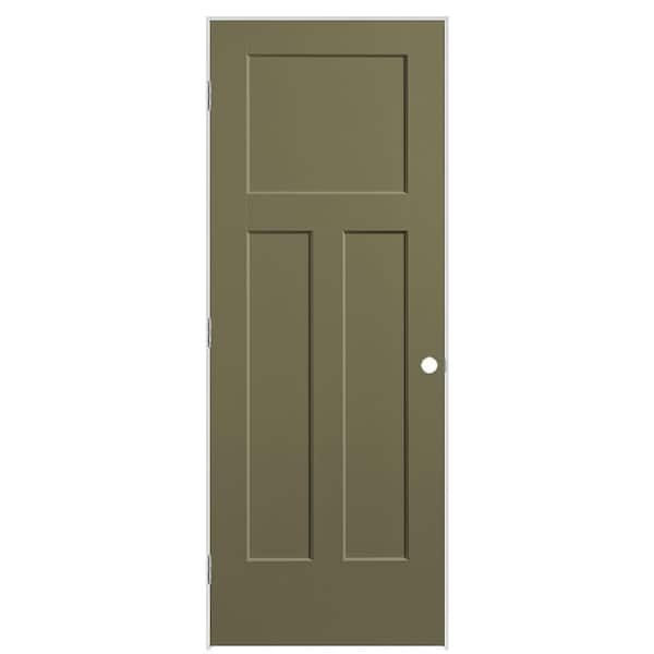Masonite 30 in. x 80 in. 3-Panel Winslow Right-Hand Solid Core Truly Olive Molded Composite Single Prehung Interior Door