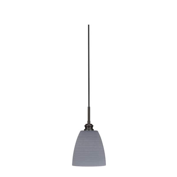 Unbranded Albany 60-Watt 1-Light Espresso Pendant Mini Pendant Light Gray Matrix Glass and Light Bulb Not Included