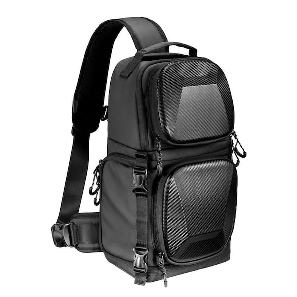 Camera Sling Bag Crossbody Hardshell Shoulder Backpack for DSLR/SLR/Mirrorless Cameras in Black