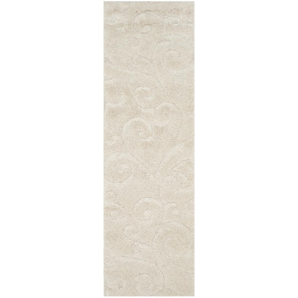Florida Shag Cream/Beige 8 ft. x 10 ft. High-Low Floral Area Rug