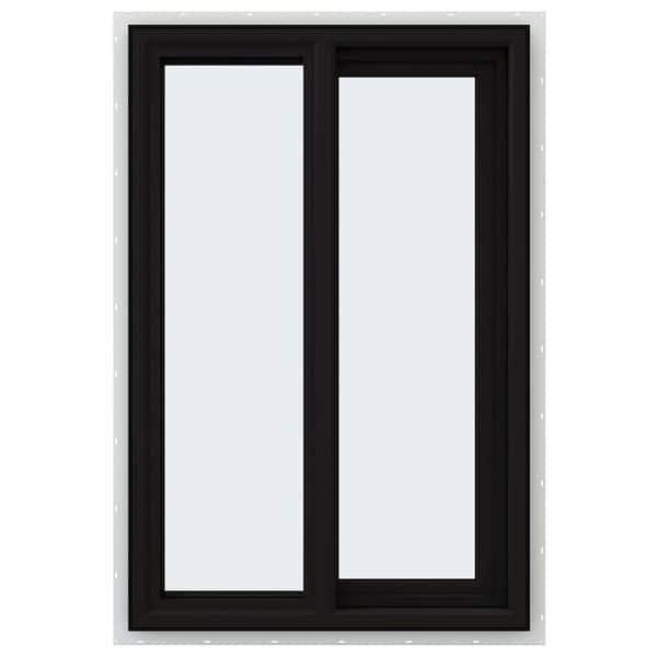 JELD-WEN 24 in. x 36 in. V-4500 Series Black Exterior/White Interior FiniShield Vinyl Right-Handed Sliding Window w/ Mesh Screen