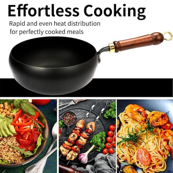 Japanese Iron Frying Pan 9.45 in. Iron Non-Stick Uncoated Thick