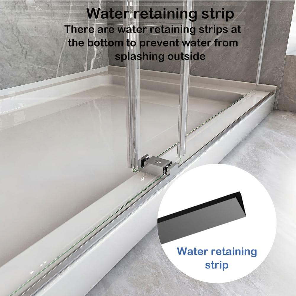 Brushed Nickel Frameless Sliding Shower Door with Clear Tempered Glass