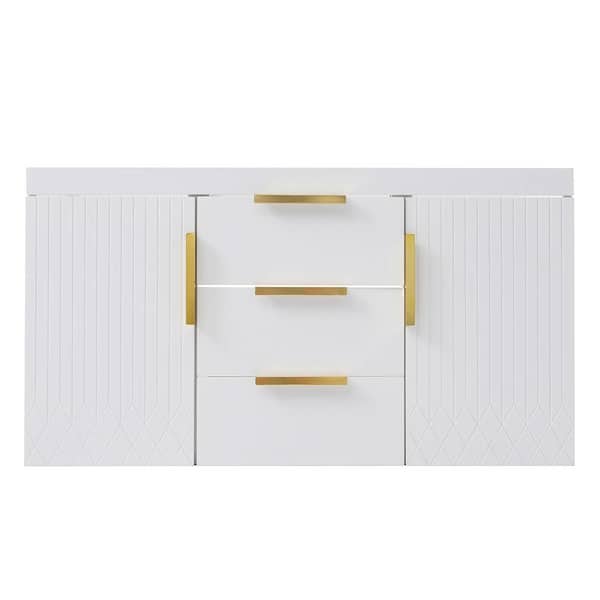 Aoibox 36 in. W x 18 in. D x 20 in. H Floating Bath Vanity Cabinet without Top in White, Storage Cabinet with 2- Drawers