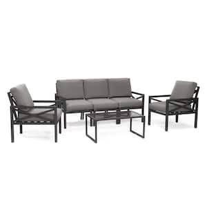 Blakely 6-Piece Aluminum Seating Set with Gray Cushions