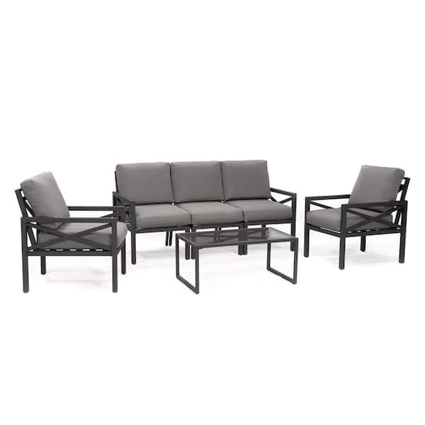 Leisure Made Blakely 6-Piece Aluminum Seating Set with Gray Cushions