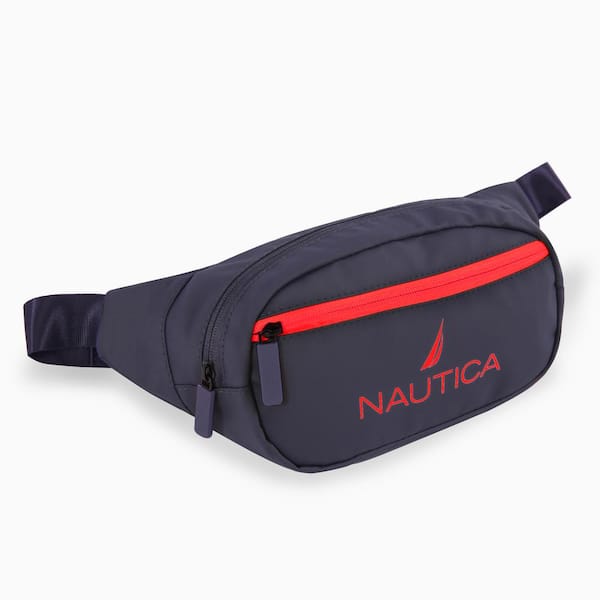 Nautica NT Fanny Pack plus 5 in. in plus Navy/Red plus Waistpack plus Multiple Zippered Pockets