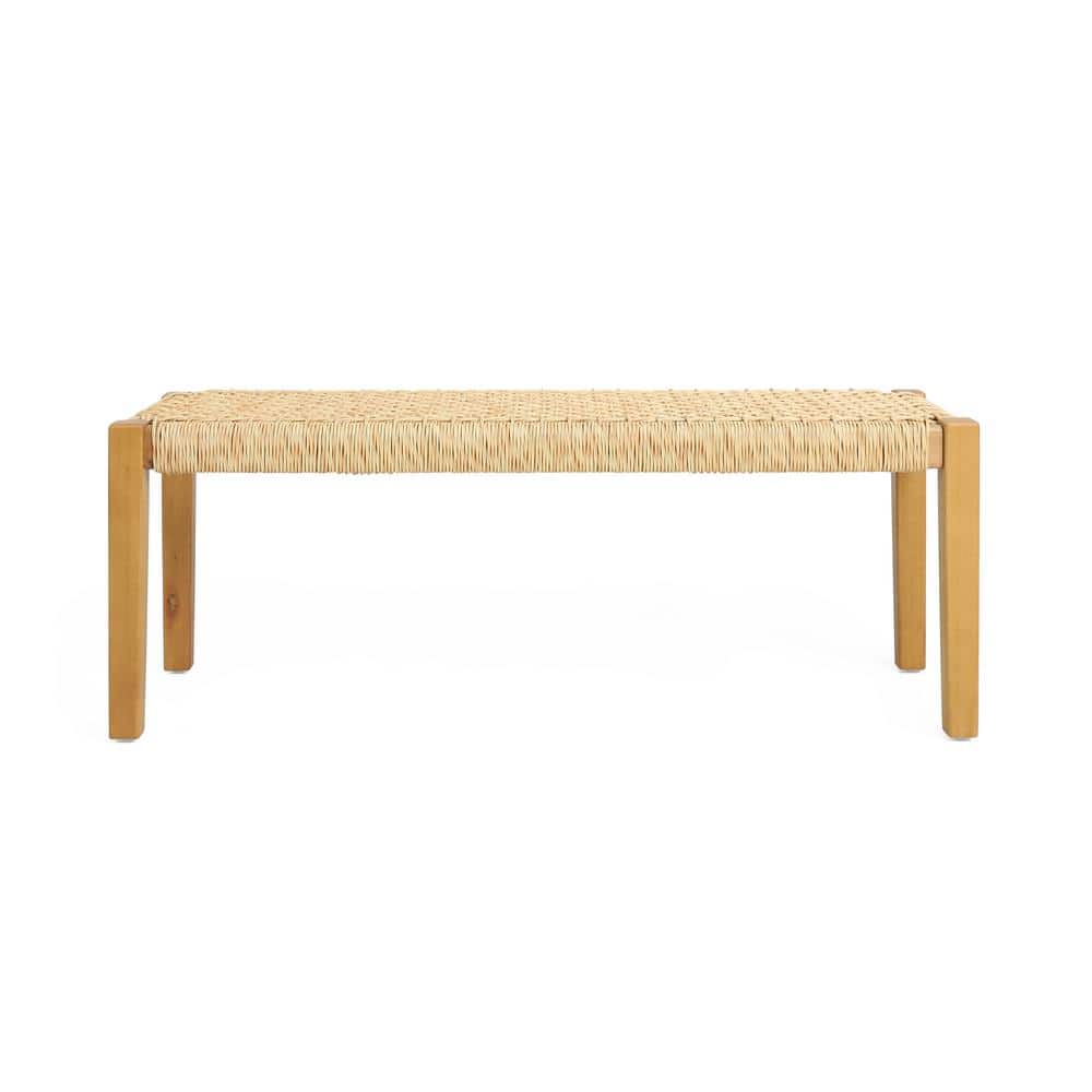 Angie 43" Brown and Teak Acacia Wood Outdoor Bench