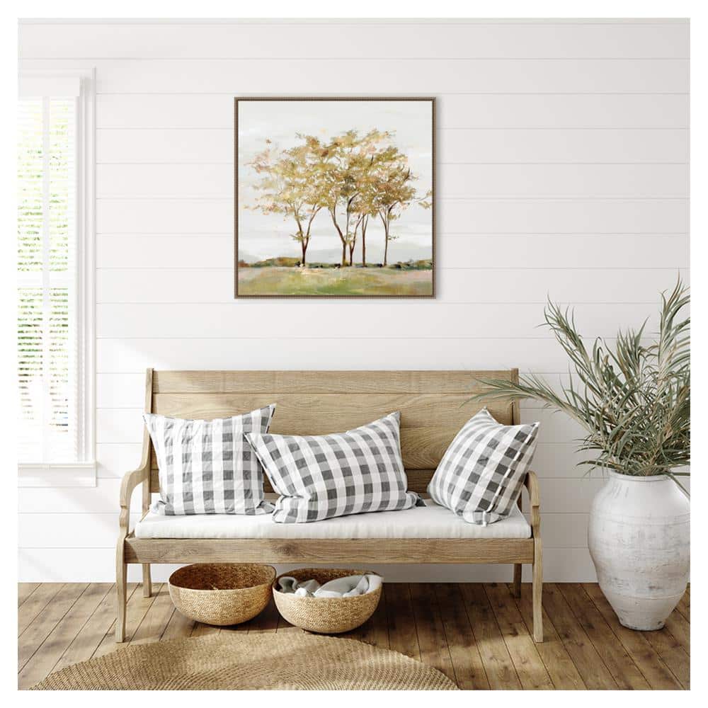 Golden Acre Wood Abstract Canvas Print with Bronze Floater Frame