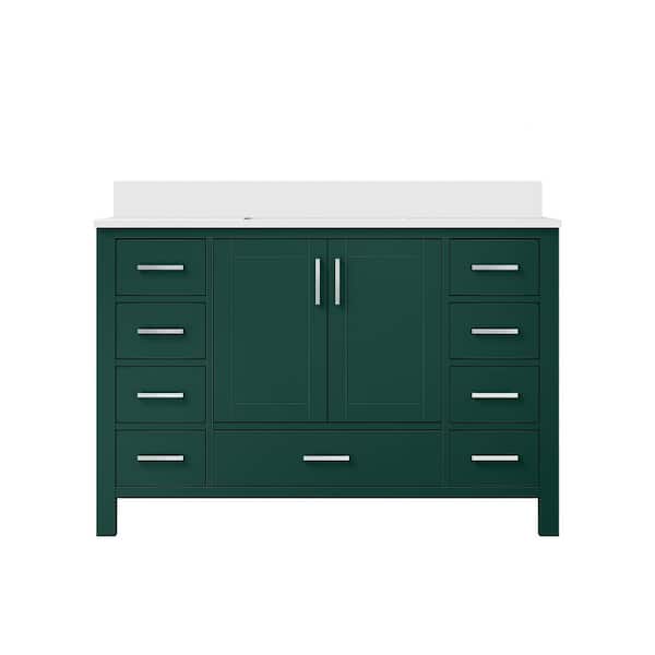 Jacques 48 in. W x 22 in. D Green Bath Vanity with Cultured Marble Top