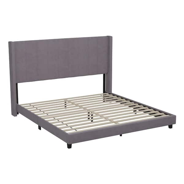 TAYLOR + LOGAN Gray Wood Frame King Platform Bed PL-503999-TAYLH - The ...