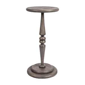 Bishop 12 in. Dove Gray Round Wood End Table with Double Base Thickness