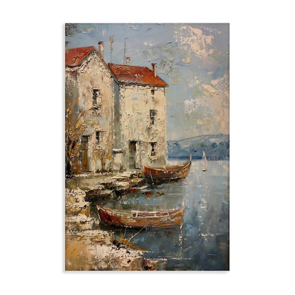 Stupell Industries Red Townside Boats by Petal Prints Design Unframed Typography Graphic Art Print 30 in. x 20 in.