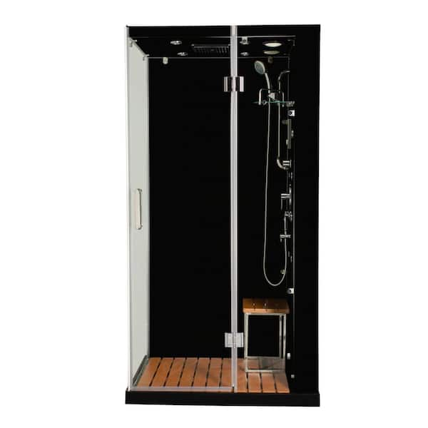 Jupiter Plus 43 in. x 31 in. x 86 in. Steam Shower Enclosure Kit in Black