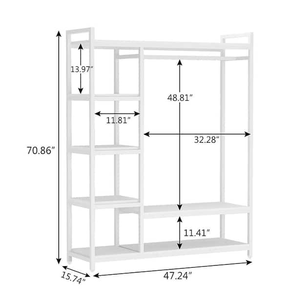 Tribesigns 4.92-ft to 4.92-ft W x 6-ft H White Solid Shelving Wood Closet System | HOGA-CJ158