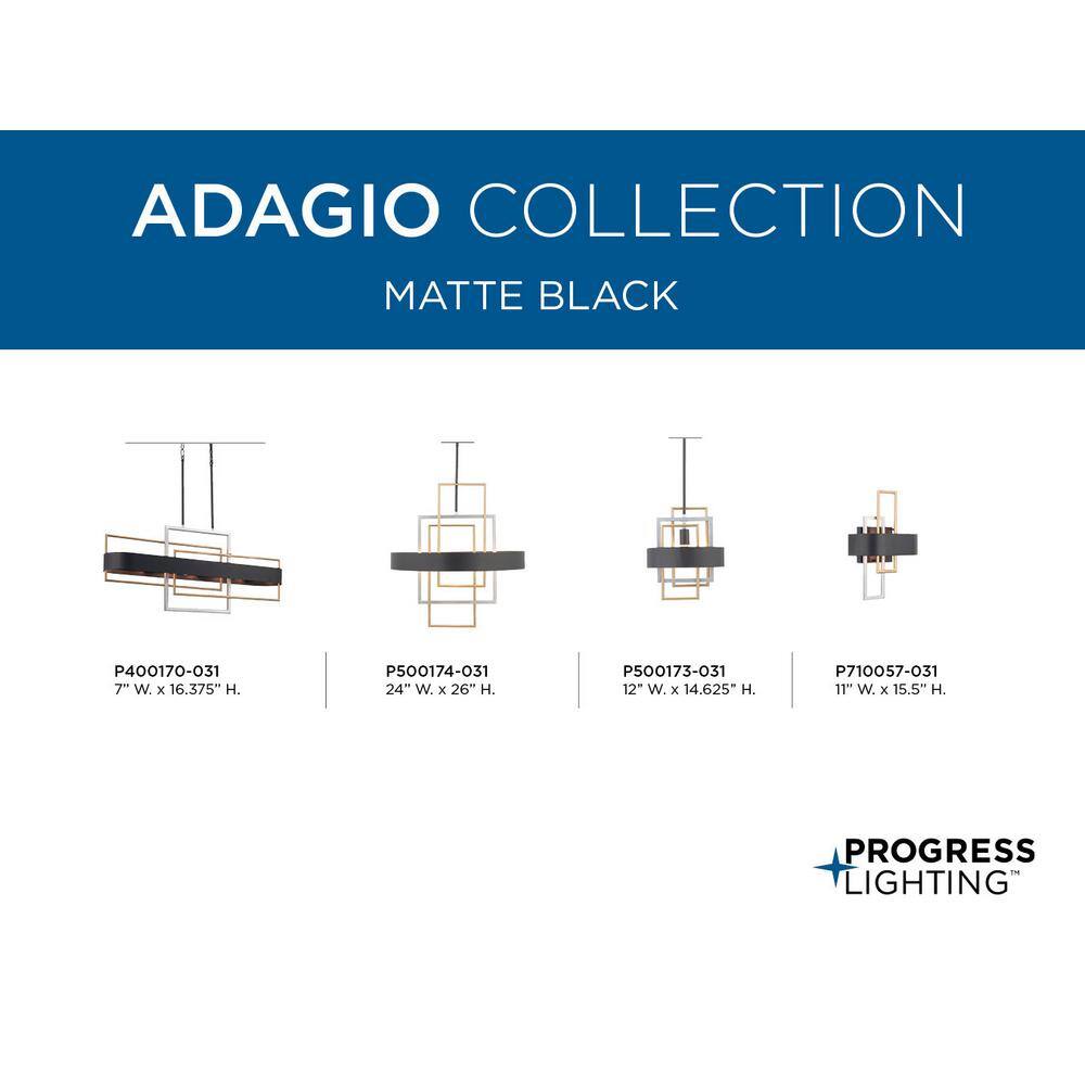 Adagio Modern 6-Light Circular Matte Black Pendant with Geometric Accents