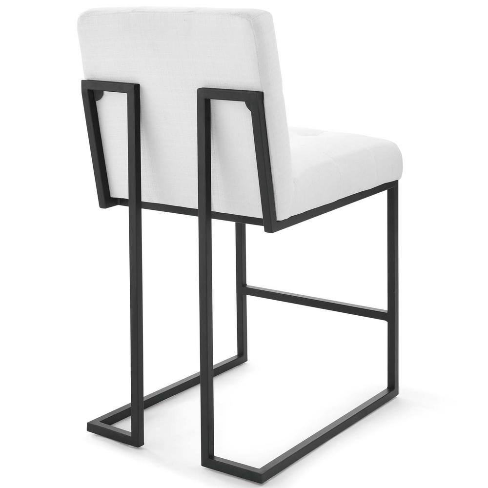 Gray Polyester Upholstered Counter Stool with Black Stainless Steel Base