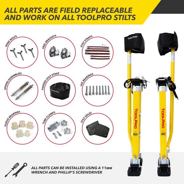 Replacement Adjustable Leg Straps With Comfort Stilt Pads For Drywall