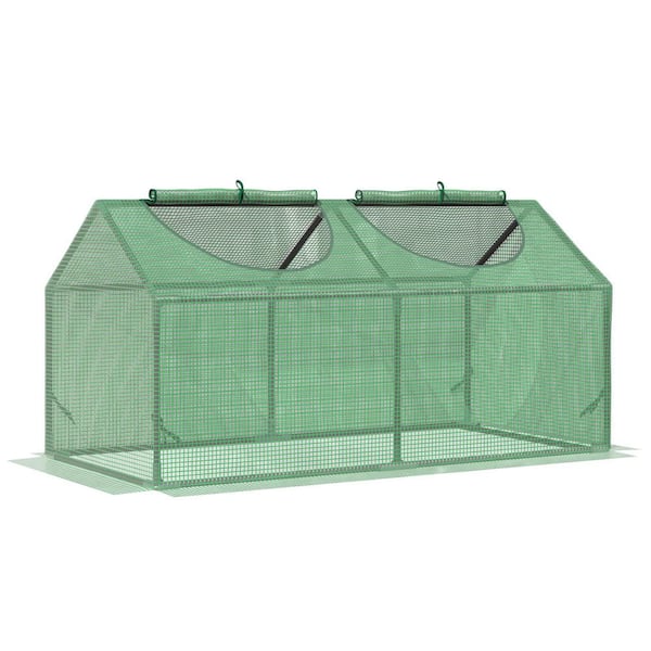 4 ft. W x 2 ft. D x 2 ft. H Steel Green Portable Mini Greenhouse with PE Cover, Roll-up Zippered Windows