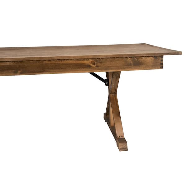 Flash Furniture Hercules Series 7' x 40 Rustic Solid Pine Folding Dining  Table, Rectangular Antique Farmhouse Dining and Event Extension Table