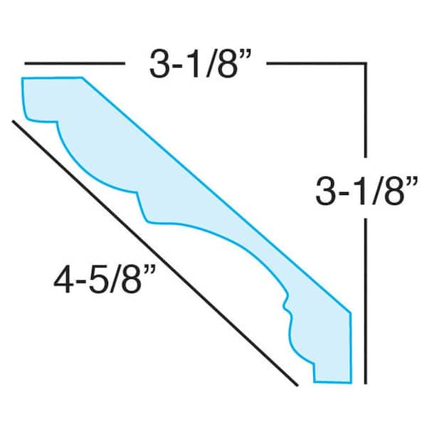 American Pro Decor 3-1/8 in. x 3-1/8 in. x 96 in. Plain Recycled Polystyrene Crown Moulding Pro Pack 48 LF (6-Pack)
