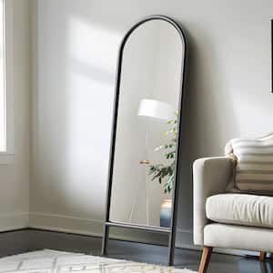 21 in. W x 64 in. H Ladder-Style Arched Solid Wood Framed Mirror in Black