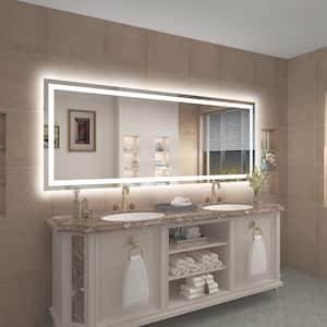 84 in. W x 32 in. H Rectangular Frameless Front & Back Lighted Anti-Fog Wall Bathroom Vanity Mirror, Tempered Glass, ETL