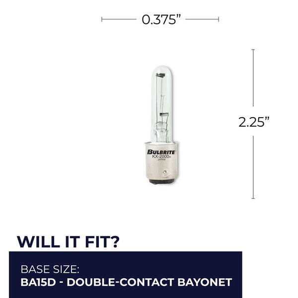 Bulbrite - KX-2000 40-Watt T3 Krypton/Xenon Light Bulb with Double-Contact Bayonet (BA15D) Base, Clear, 2700K (2-Pack)