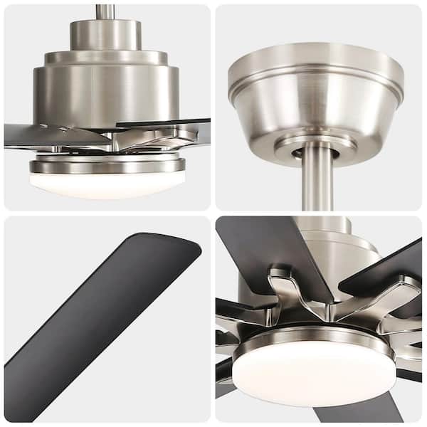 PUDO 52 in. Indoor Modern Integrated LED Silver Ceiling Fan