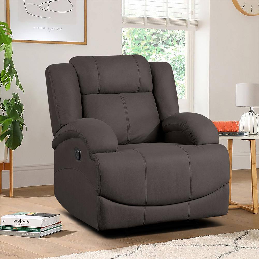 Chocolate Microfiber Manual Recliner with Coil Spring Seating