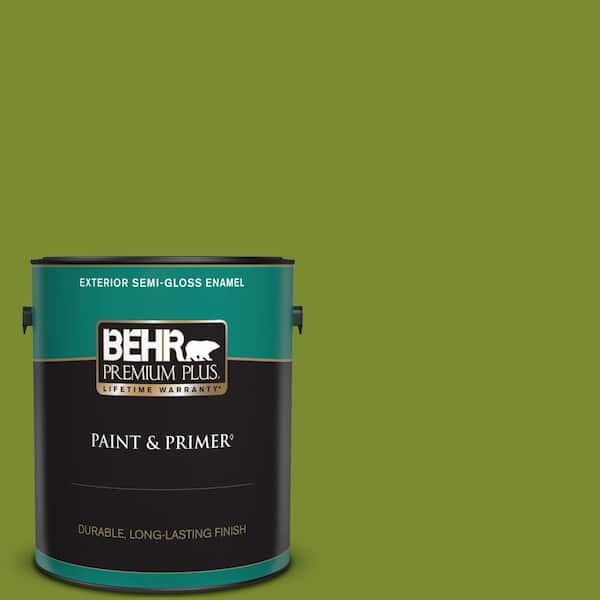 BEHR PREMIUM PLUS 1 gal. #P360-7 Sassy Grass Semi-Gloss Enamel Exterior Paint & Primer