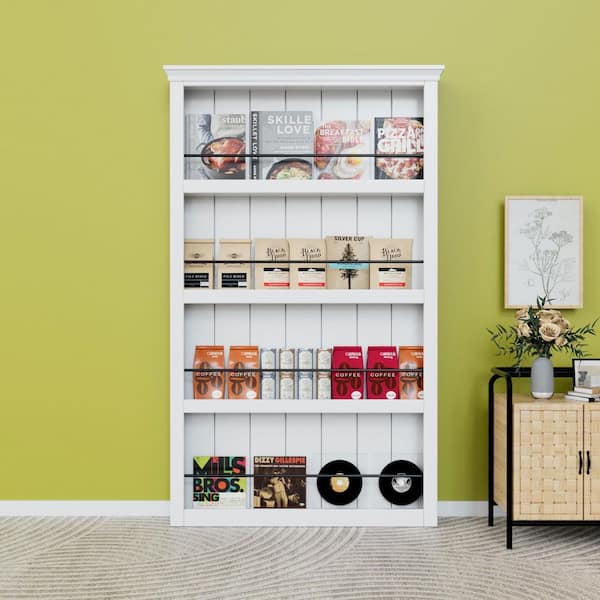 48 in. x 84 in. Decorative Cover White Primed Composite MDF Shelves Sliding Barn Door with Hardware Kit and Soft Close