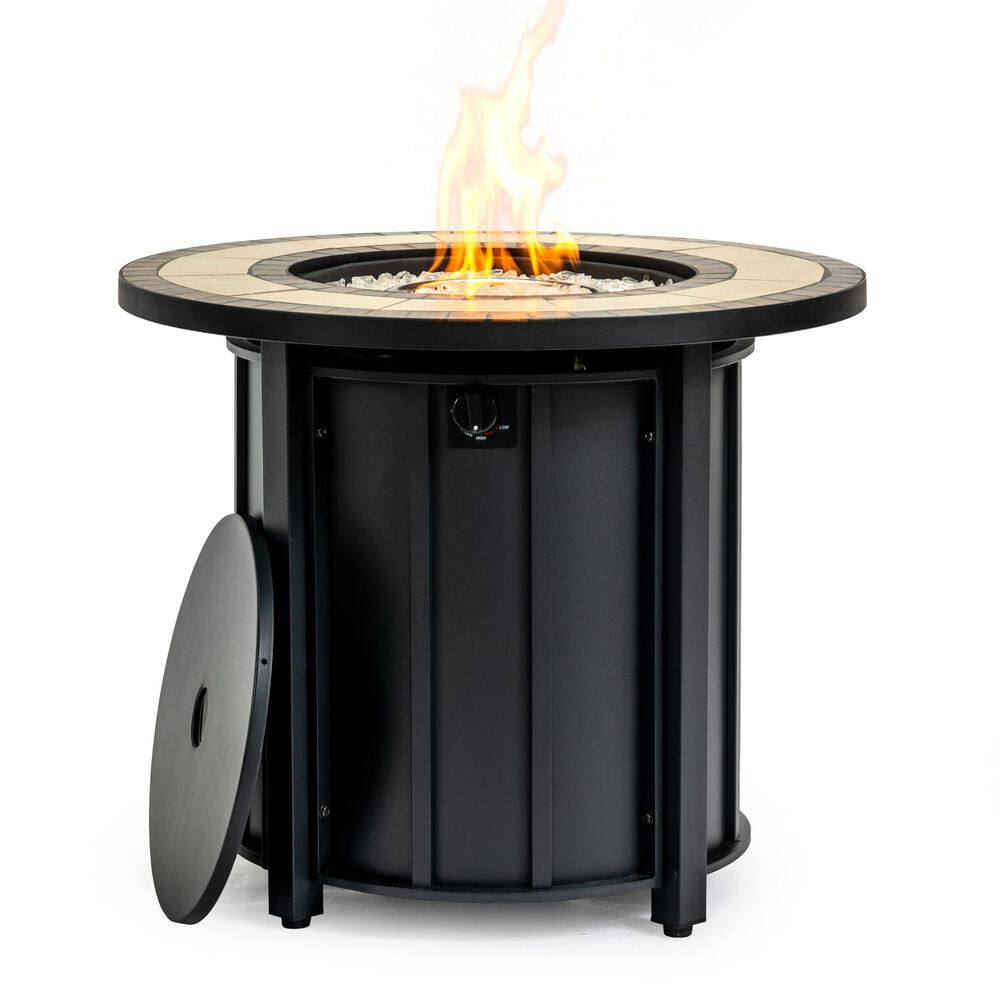 "Black 30"" Propane Gas Fire Pit Table, 50000 BTU Round Steel Fire Pit with Mosaic Ceramic Tabletop" price history on PriceWatchPro