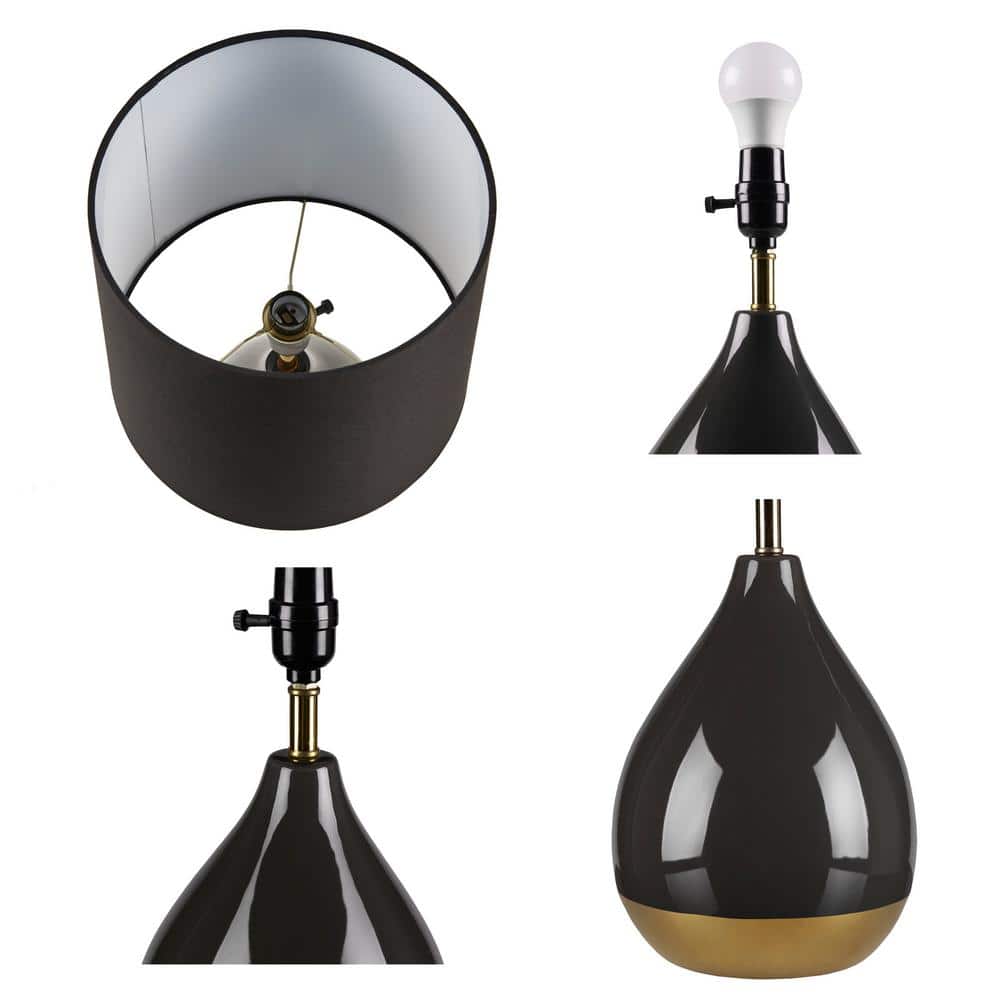 Liora Black and Gold Ceramic Table Lamp Set